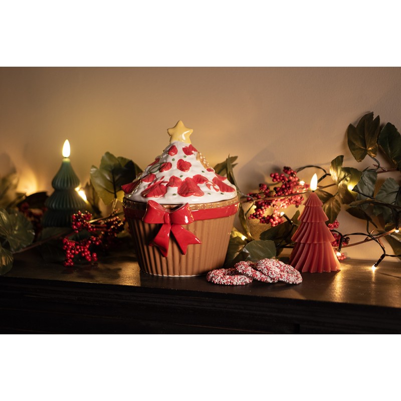 Clayre & Eef Couvercle de pot de stockage 18x16x20 cm Marron Céramique