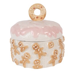 Clayre & Eef Coperchio del barattolo di stoccaggio Ø 18x18 cm Bianco Ceramica