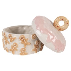 Clayre & Eef Coperchio del barattolo di stoccaggio Ø 18x18 cm Bianco Ceramica