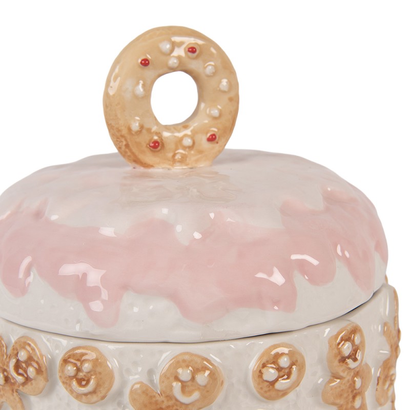 Clayre & Eef Coperchio del barattolo di stoccaggio Ø 18x18 cm Bianco Ceramica Clayre & Eef Coperchio del barattolo di stoccaggio Ø 18x18 cm Bianco Ceramica