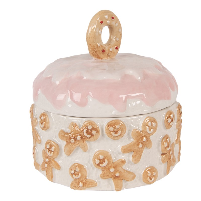 Clayre & Eef Coperchio del barattolo di stoccaggio Ø 18x18 cm Bianco Ceramica Clayre & Eef Coperchio del barattolo di stoccaggio Ø 18x18 cm Bianco Ceramica