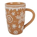 Clayre & Eef Mug 575 ml Marron Céramique Flocons de neige