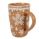 Clayre & Eef Mug 575 ml Marron Céramique Flocons de neige