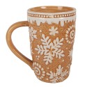 Clayre & Eef Mug 575 ml Marron Céramique Flocons de neige