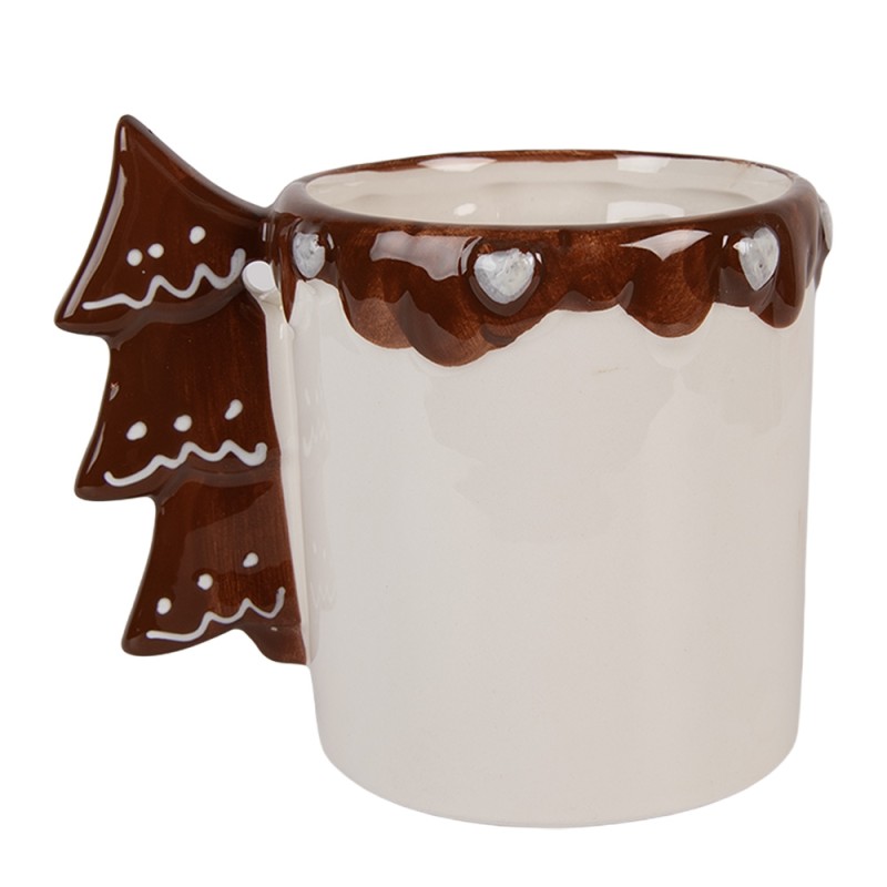 Clayre & Eef Mug 400 ml White Ceramic Christmas Tree