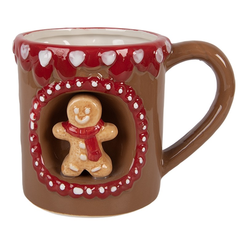 Clayre & Eef Mug 375 ml Brown Ceramic Gingerbread man