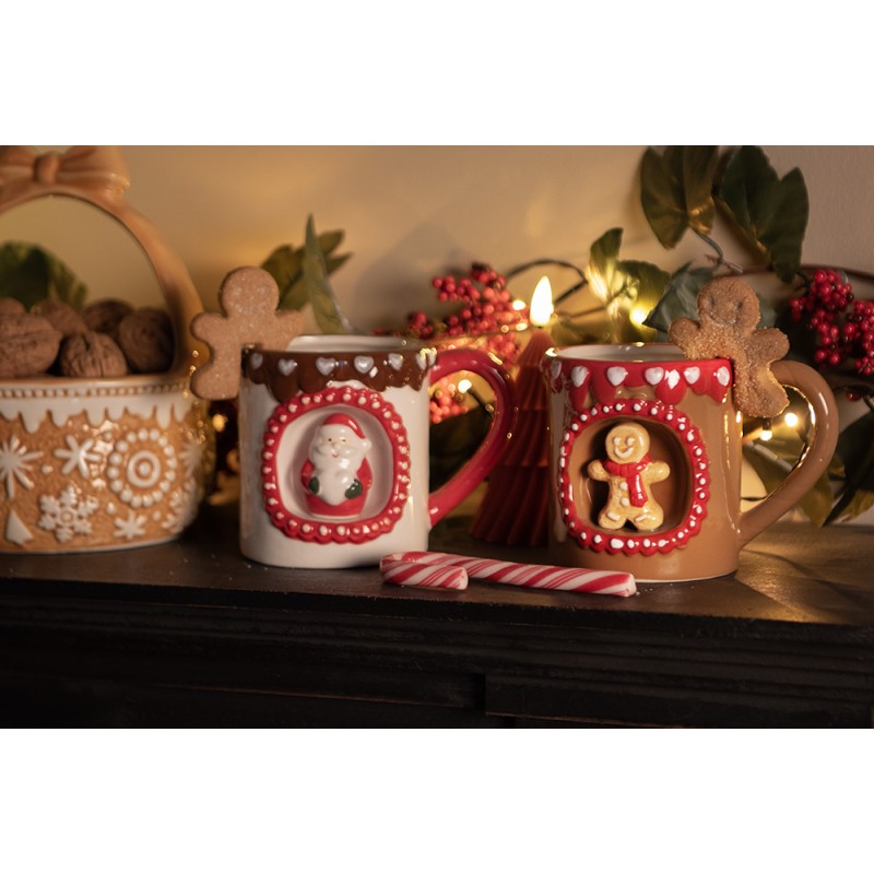 Clayre & Eef Mug 375 ml Brown Ceramic Gingerbread man