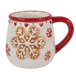 Clayre & Eef Tazza 375 ml Bianco Ceramica Fiocchi di neve