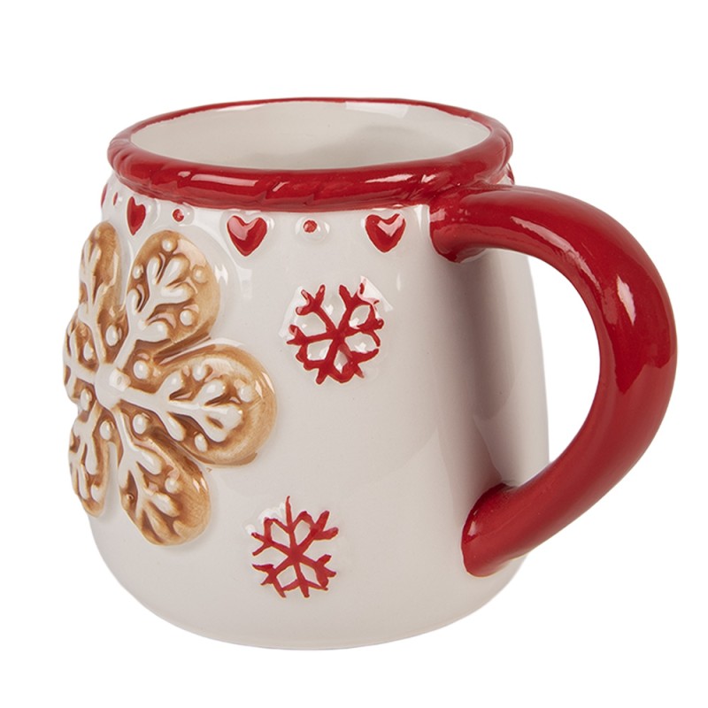 Clayre & Eef Mug 375 ml White Ceramic Snowflakes