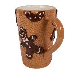Clayre & Eef Tasse 575 ml Braun Keramik Pfefferkuchenmann