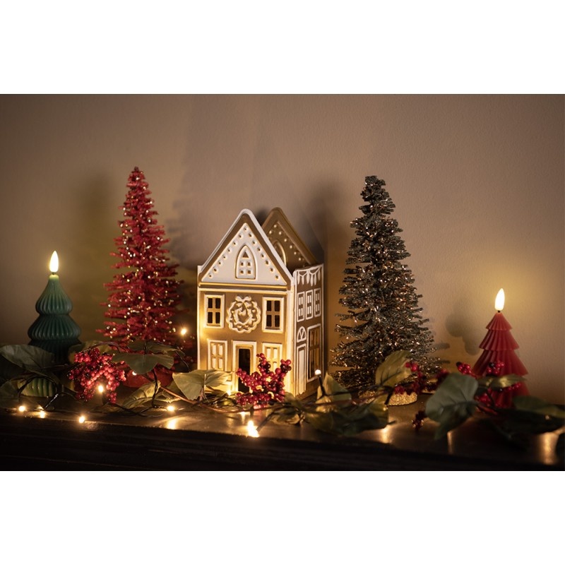 Clayre & Eef Waxinelichthouder Huis 12x11x22 cm Goudkleurig Metaal