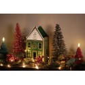 Clayre & Eef Tealight Holder House 14x12x25 cm Green Metal