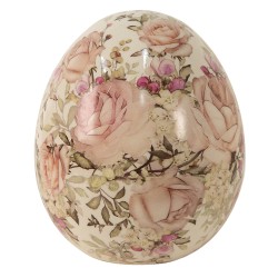 Clayre & Eef Figur Ei Ø 14x16 cm Rosa Keramik Blumen
