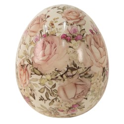 Clayre & Eef Dekorationsfigur Ei Ø 7x9 cm Beige Keramik
