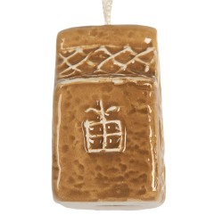 Clayre & Eef Weihnachtsanhänger Lebkuchenhaus 4x3x6 cm Braun Keramik