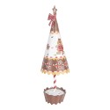 Clayre & Eef Weihnachtsdekorationsfigur Weihnachtsbaum Ø 11x37 cm Braun Weiß Metall Pfefferkuchenmann