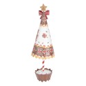 Clayre & Eef Weihnachtsdekorationsfigur Weihnachtsbaum Ø 11x37 cm Braun Weiß Metall Pfefferkuchenmann