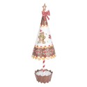 Clayre & Eef Weihnachtsdekorationsfigur Weihnachtsbaum Ø 11x37 cm Braun Weiß Metall Pfefferkuchenmann