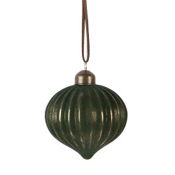 Clayre & Eef Kerstbal Ø 8x9 cm Groen Glas