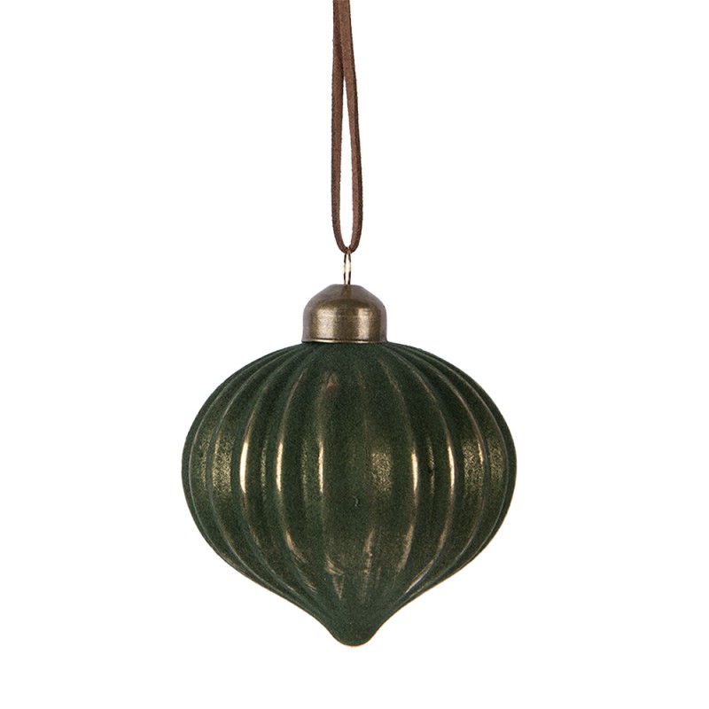 Clayre & Eef Kerstbal Ø 8x9 cm Groen Glas