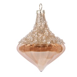 Clayre & Eef Palla di natale Ø 8x10 cm Beige Vetro