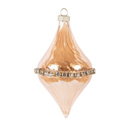 Clayre & Eef Kerstbal Ø 8x14 cm Oranje Glas