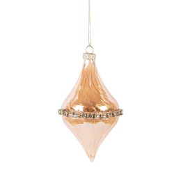 Clayre & Eef Kerstbal Ø 8x14 cm Oranje Glas