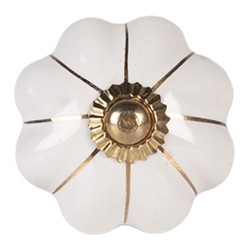 Clayre & Eef Deurknop Ø 4x3 cm Beige Keramiek