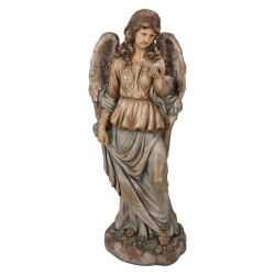 Clayre & Eef Statuetta decorativa Angelo 40x30x100 cm Beige Materiale ceramico