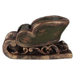 Clayre & Eef Weihnachtsdekorationsfigur Schlitten 35x23x21 cm Grün Keramik