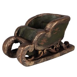 Clayre & Eef Weihnachtsdekorationsfigur Schlitten 35x23x21 cm Grün Keramik