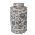 Clayre & Eef Vaas met Deksel Ø 18x30 cm Wit Blauw Keramiek Clayre & Eef Vaas met Deksel Ø 18x30 cm Wit Blauw Keramiek
