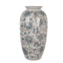 Clayre & Eef Vase 19x10x38 cm Weiß Blau Keramik Clayre & Eef Vase 19x10x38 cm Weiß Blau Keramik