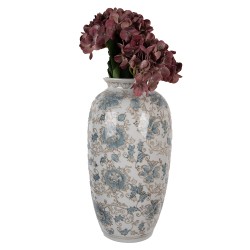 Clayre & Eef Vase 19x10x38 cm Weiß Blau Keramik