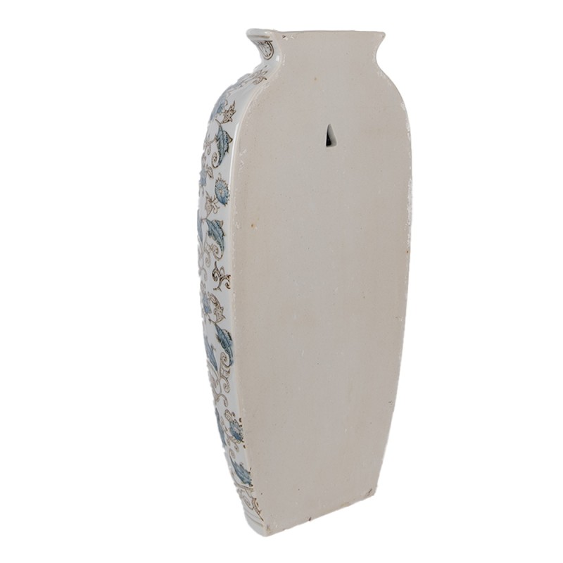 Clayre & Eef Vase 19x10x38 cm Weiß Blau Keramik Clayre & Eef Vase 19x10x38 cm Weiß Blau Keramik