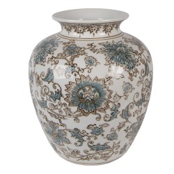 Clayre & Eef Vase Ø 22x25 cm Weiß Blau Keramik