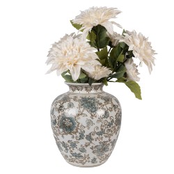 Clayre & Eef Vase Ø 22x25 cm Weiß Blau Keramik