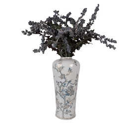 Clayre & Eef Vase Ø 17x39 cm Weiß Blau Keramik