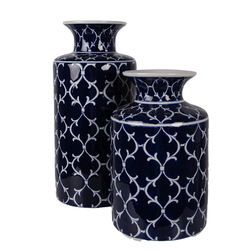 Clayre & Eef Vase Ø 19x31 cm Bleu Céramique Clayre & Eef Vase Ø 19x31 cm Bleu Céramique