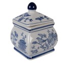 Clayre & Eef Voorraadpot Deksel 13x13x17 cm Wit Blauw Keramiek