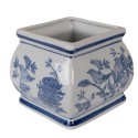 Clayre & Eef Voorraadpot Deksel 13x13x17 cm Wit Blauw Keramiek