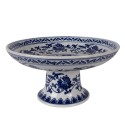 Clayre & Eef Taartplateau op Voet Ø 26x13 cm Wit Blauw Porselein Clayre & Eef Taartplateau op Voet Ø 26x13 cm Wit Blauw Porselein
