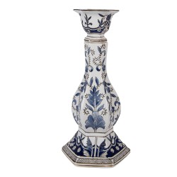 Clayre & Eef Candle holder Ø 18x36 cm White Blue Porcelain