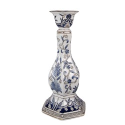 Clayre & Eef Candle holder Ø 18x36 cm White Blue Porcelain