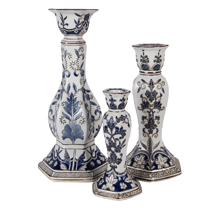 Clayre & Eef Chandelier Ø 11x21 cm Blanc Bleu Porcelaine Clayre & Eef Chandelier Ø 11x21 cm Blanc Bleu Porcelaine