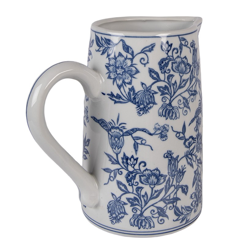 Clayre & Eef Decoratie Kan 21x13x21 cm Wit Blauw Keramiek Clayre & Eef Decoratie Kan 21x13x21 cm Wit Blauw Keramiek