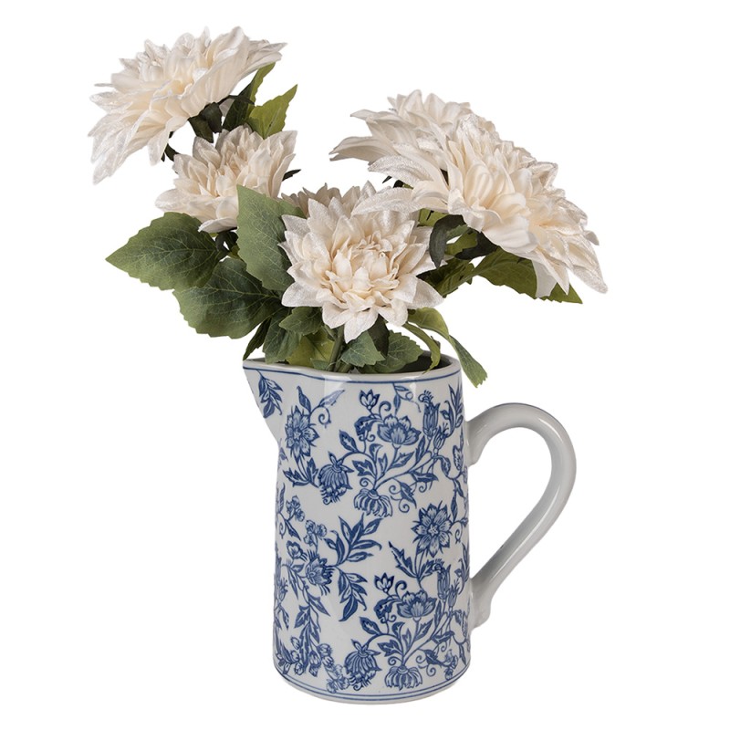 Clayre & Eef Decoratie Kan 21x13x21 cm Wit Blauw Keramiek Clayre & Eef Decoratie Kan 21x13x21 cm Wit Blauw Keramiek