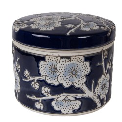 Clayre & Eef Boîte à bijoux Ø 12x10 cm Bleu Céramique