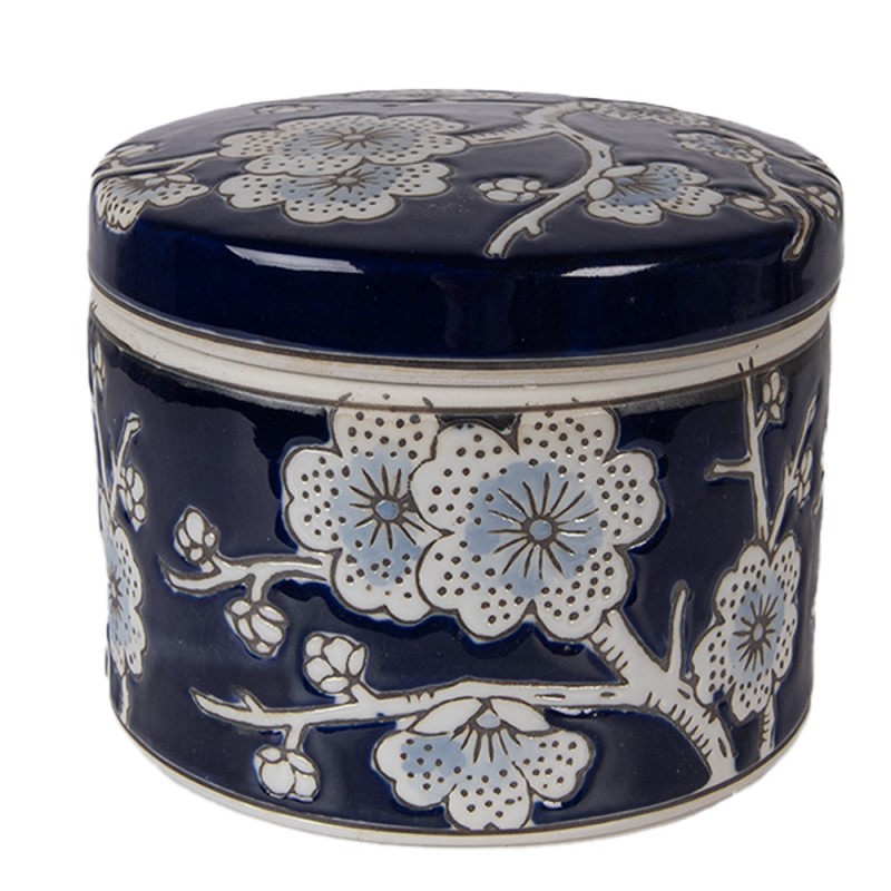 Clayre & Eef Boîte à bijoux Ø 12x10 cm Bleu Céramique Clayre & Eef Boîte à bijoux Ø 12x10 cm Bleu Céramique