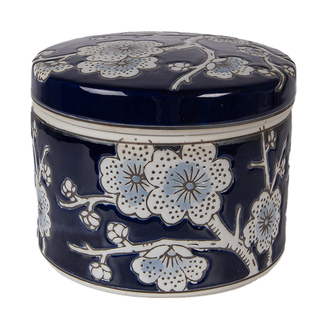 Clayre&Eef SieradendoosØ 12x10 cm Blauw Keramiek afbeelding